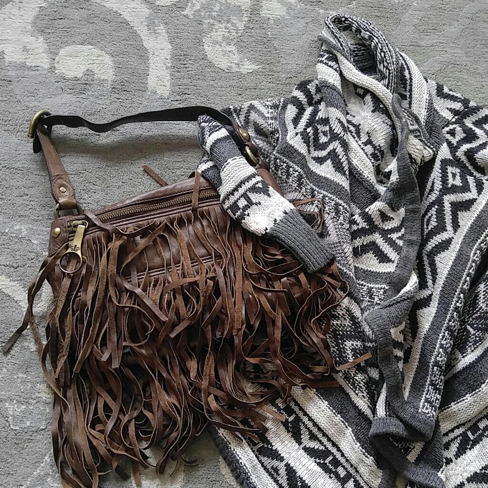 Juicy Couture Fringe Brown Leather Bag